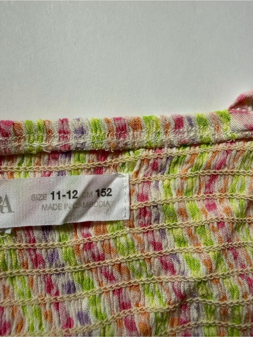 Zara Girls Multicolor Smocked Crop Tank Top Size 11-12 152 Rainbow Crinkle